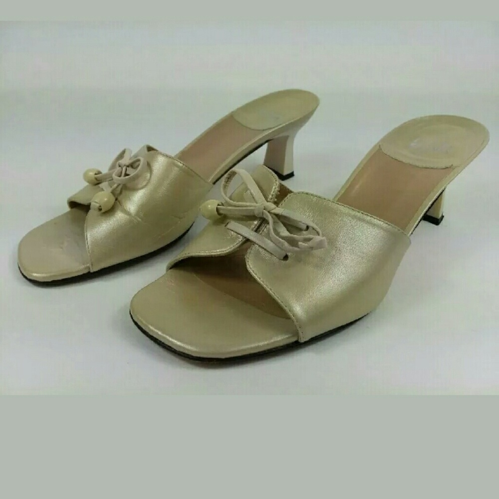 Stuart Weitzman Open Toe Bow Tie Block Heel Pumps - image 3